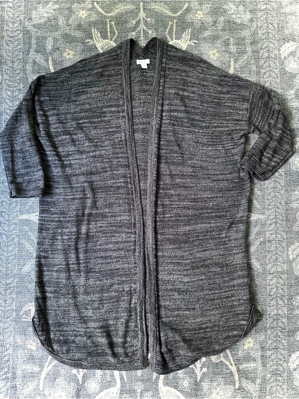 J. Jill Heathered Charcoal short half sleeve Open-Front Women's Cardigan size S